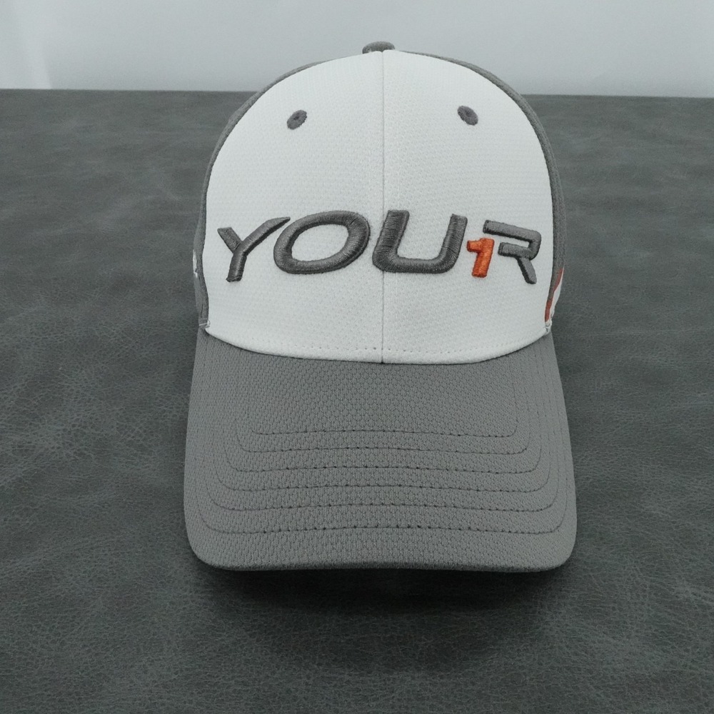 TaylorMade Hat Mens Gray‎ White Strapback YOUR1 Logo Performance Golf